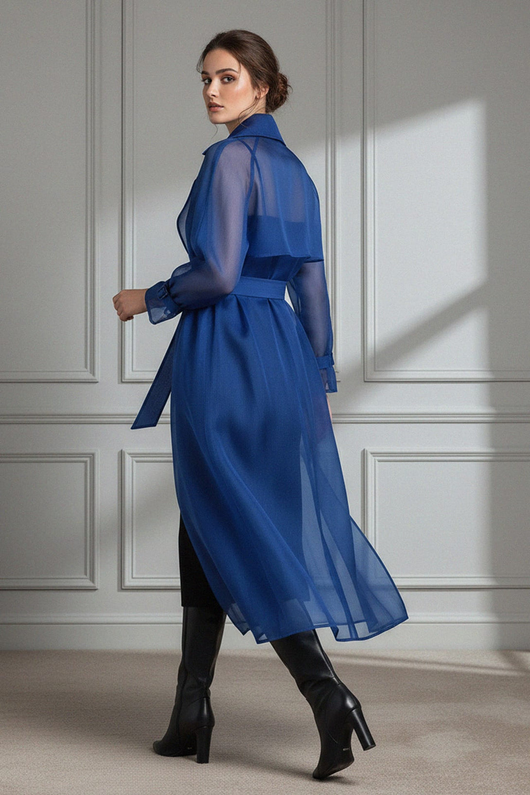 Designer transparent organza coat for luxury look, Shahida,