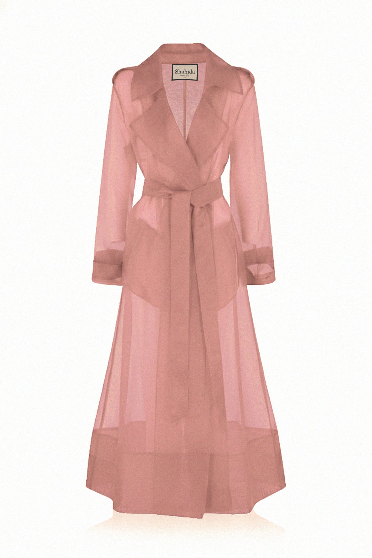Dusty Pink Transparent Trench Coat | Lightweight Sheer Layering