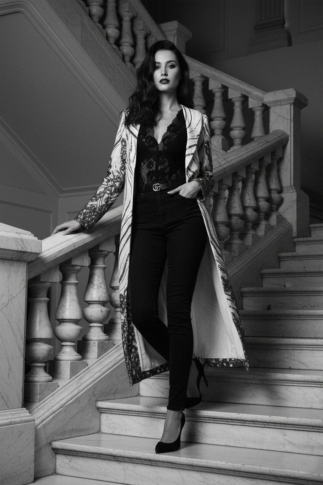 Shahida, Couture Coats, Fashion sequin trench, Luxe statement outerwear,