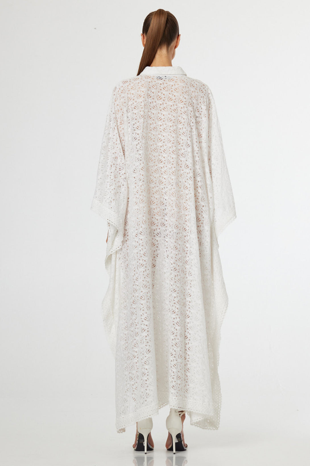 white beach kaftan dress Womens Love & Roses White Palm 3D Tufted Beach Kaftan Cover-Up US 16