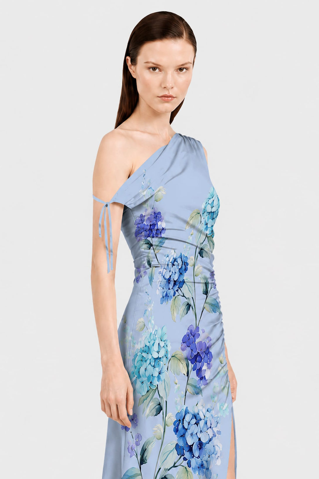 one shoulder floral dress wedding guest S Sky Blue Maxi Ballad Floral Ruffle Mini and rehearsal dinners Lifestyle-Summer 2026 Color:CREAM PUFF