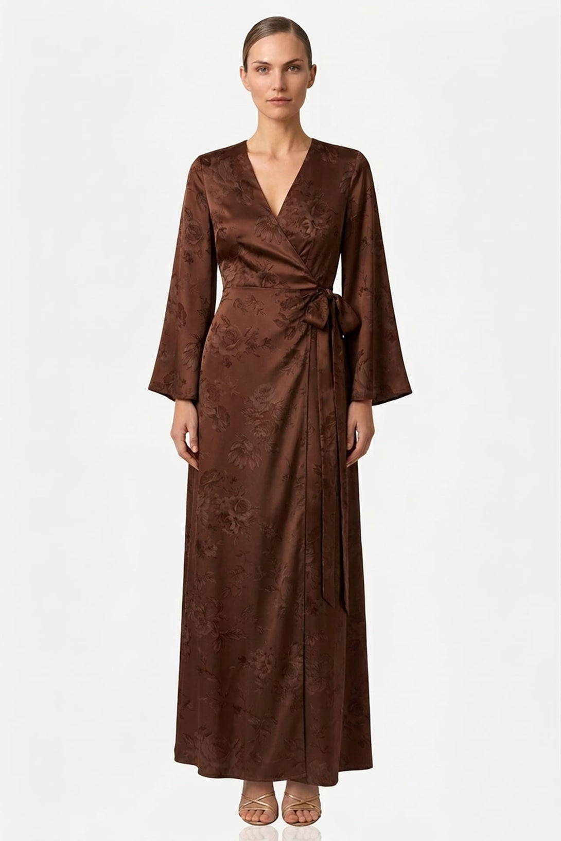 brown silk wrap dress Choolate Brown Silk Dress, Silk Dress, Wrap Dress, Bridesmaid Dress, Wedding Guest Dress, Women Dress, Evening Dress, Long Dress