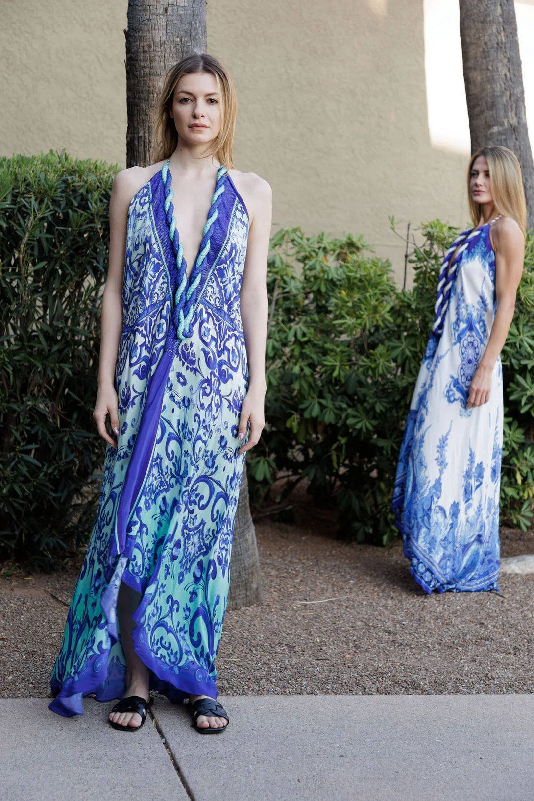 blue designer maxi dress Blue Irresistible Satin Maxi Dress