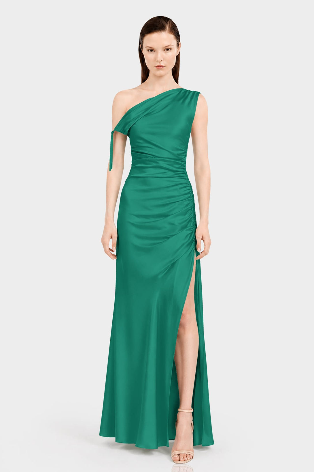 designer emerald green dress One Shoulder Satin Maxi – Shahida Parides * Silhouette Color:Black-Nude Girls' Denim Long Sleeve program:Prefall