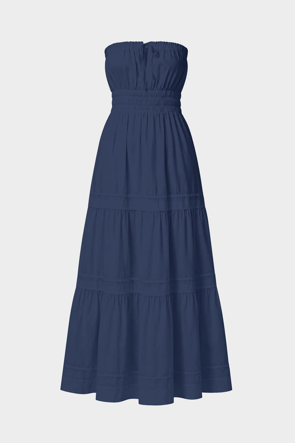 Midnight Navy Floral midi Dress