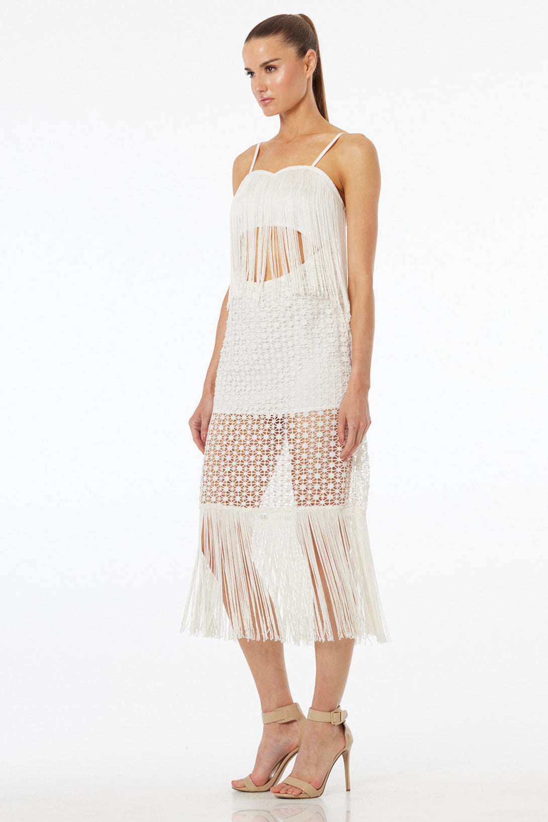 crochet midi beach dress Always Devotion Crochet Midi Dress in White