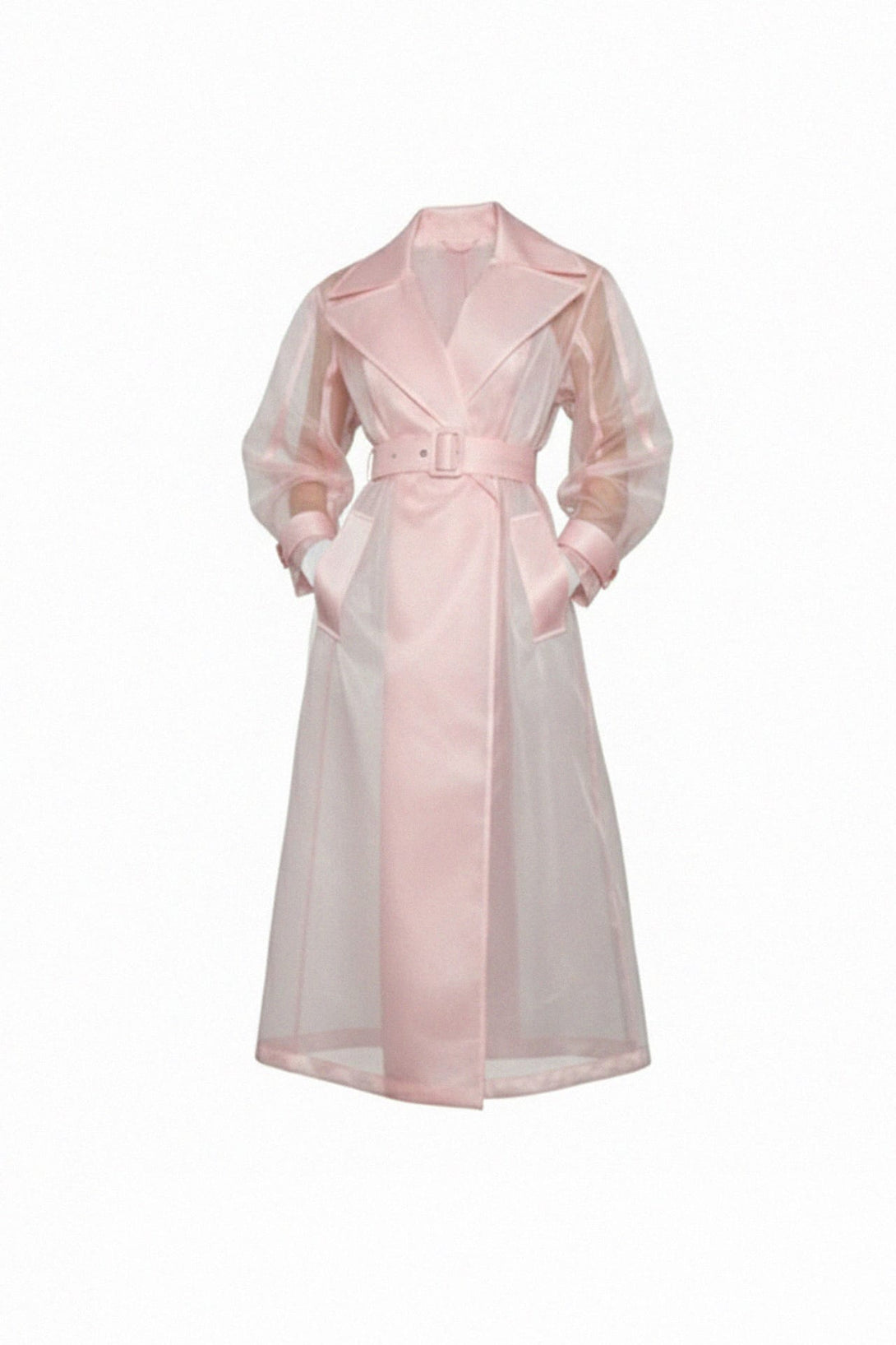 Elegant sheer organza trench coat outerwear, Shahida