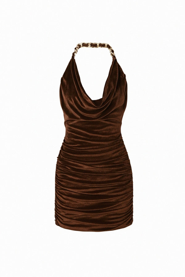 Brown evening mini dress BROWN by Shahida Parides,