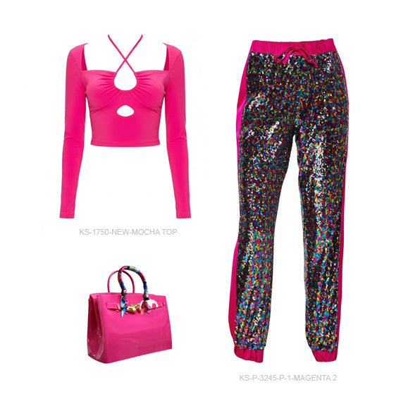 Magenta Sequin Party Set