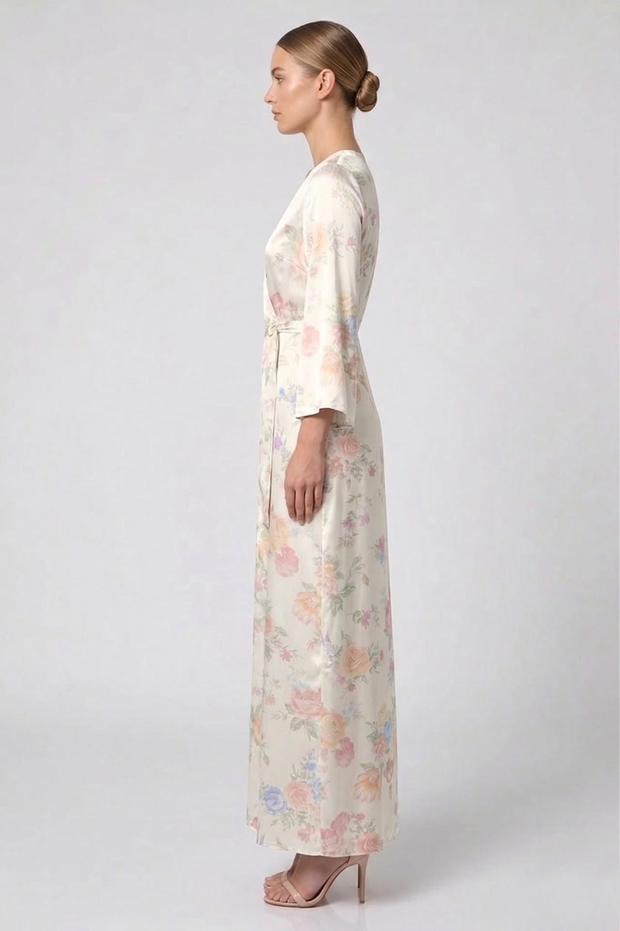 ivory wrap dress Standard / S Floral Satin Maxi for Garden Weddings & Bridal Showers sku_EF8885MA-BURGUNDY-FO Audrey Hepburn's 'Sabrina' Dress, 37 ️ Model wears Color:Monument Grey