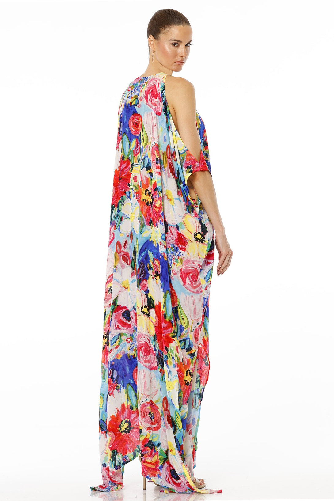 Multicolor Floral Lurex Multiway Kaftan Maxi Dress