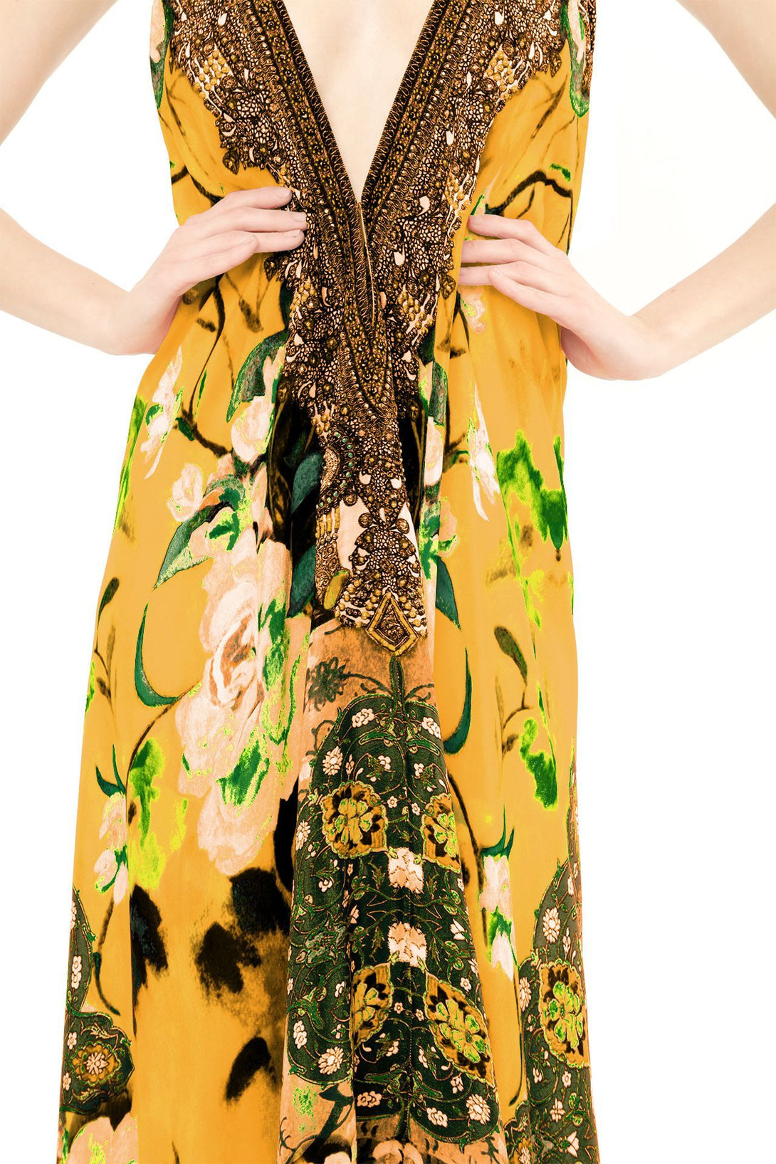  yellow floral maxi dress, long silk dress, Shahida Parides, halter maxi dress, long flowy dresses,