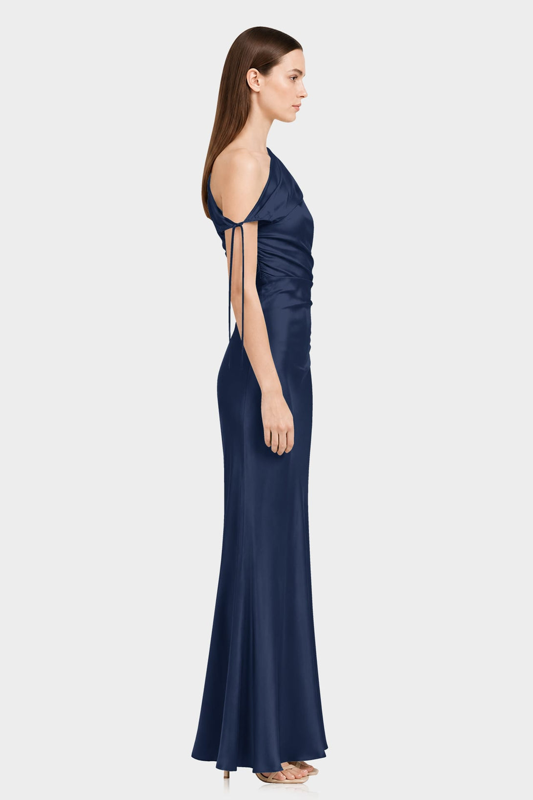 midnight blue satin dress S One Shoulder Stretch Wedding Reception Summer Crochet Dress + Color:Lights Out This silk satin slip quiz-holidays