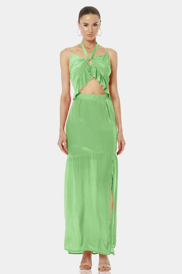 Oceania Vibrant Mint Green Shade With Halter Neckline