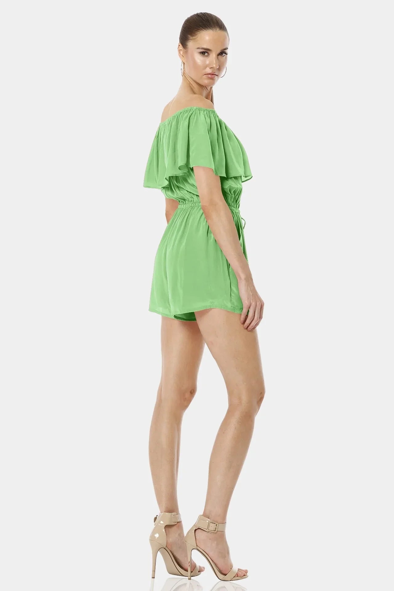 Mint Green Mini Dress | Off The Shoulder Ruffle Dress | Qishma Extra Large