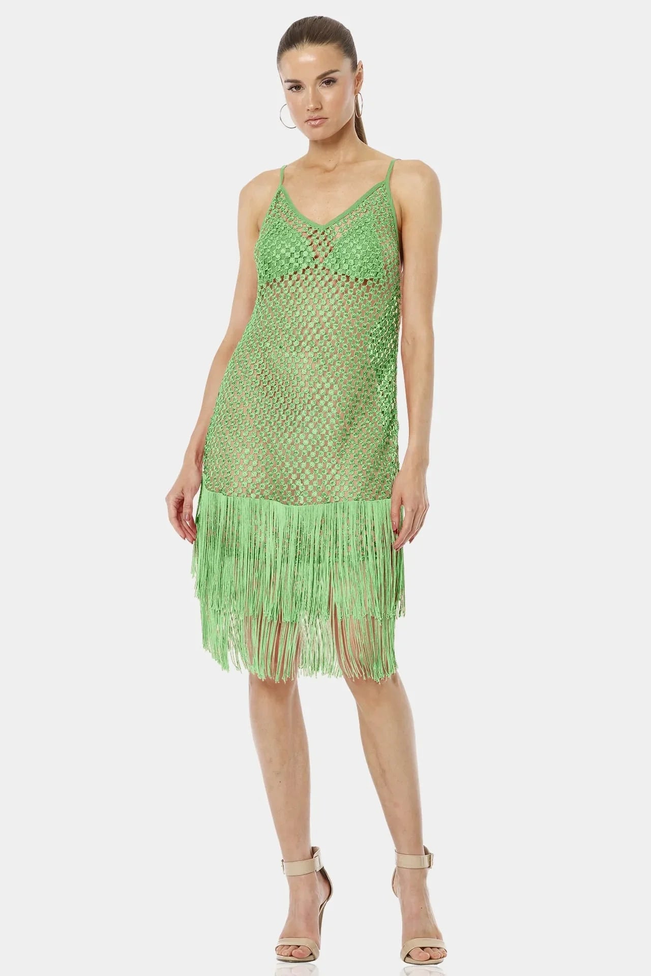 Mint Green Fringe Dress | Strappy Sequin Dress | Green Dress | Qishma Large Mint Green Fringe Dress | Strappy Sequin Dress | Green Dress | Qishma Large