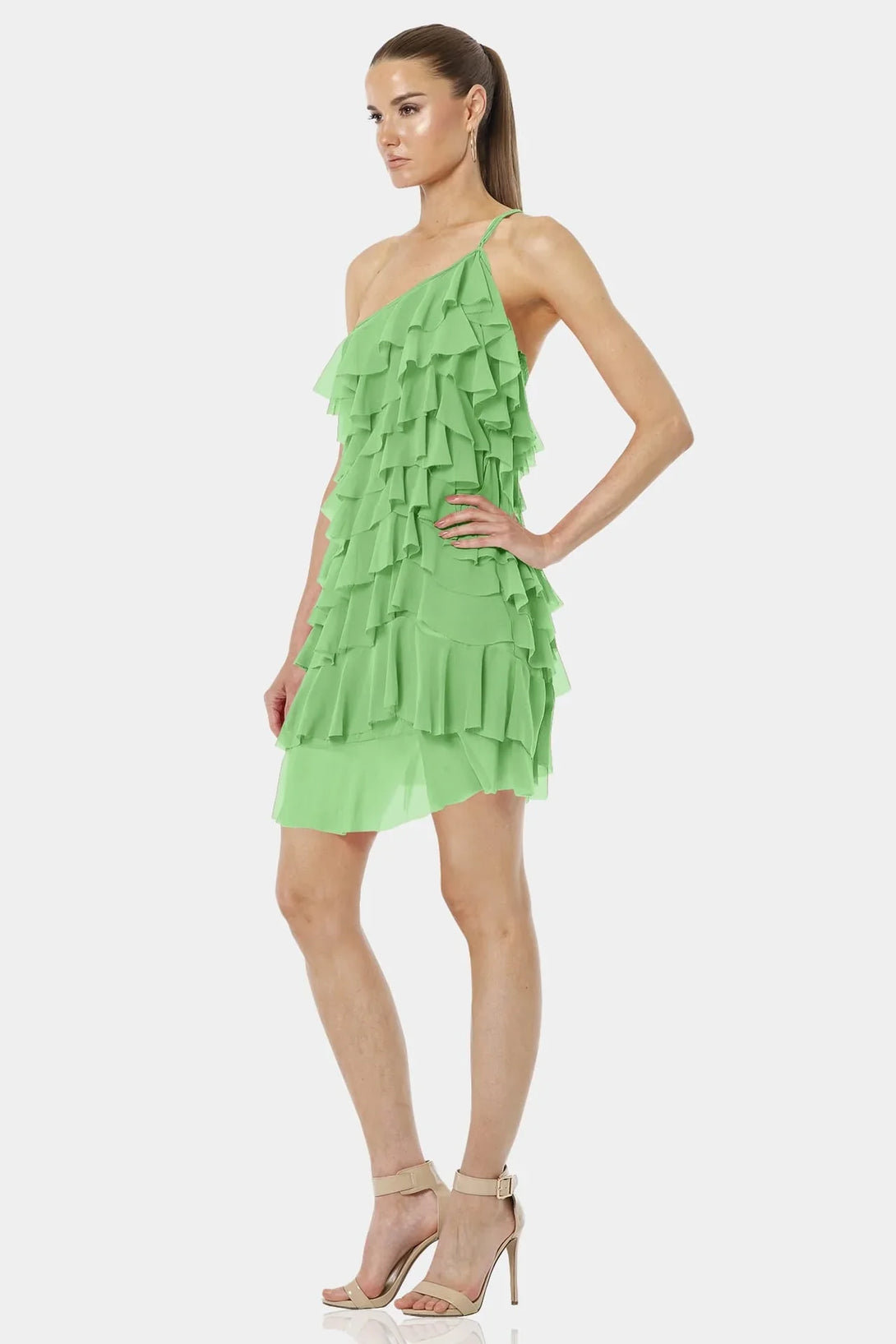 Mint Mini Dress | Light Green Ruffle Dress | One Sleeve Dress | Qishma Extra Large Mint Mini Dress | Light Green Ruffle Dress | One Sleeve Dress | Qishma Extra Large
