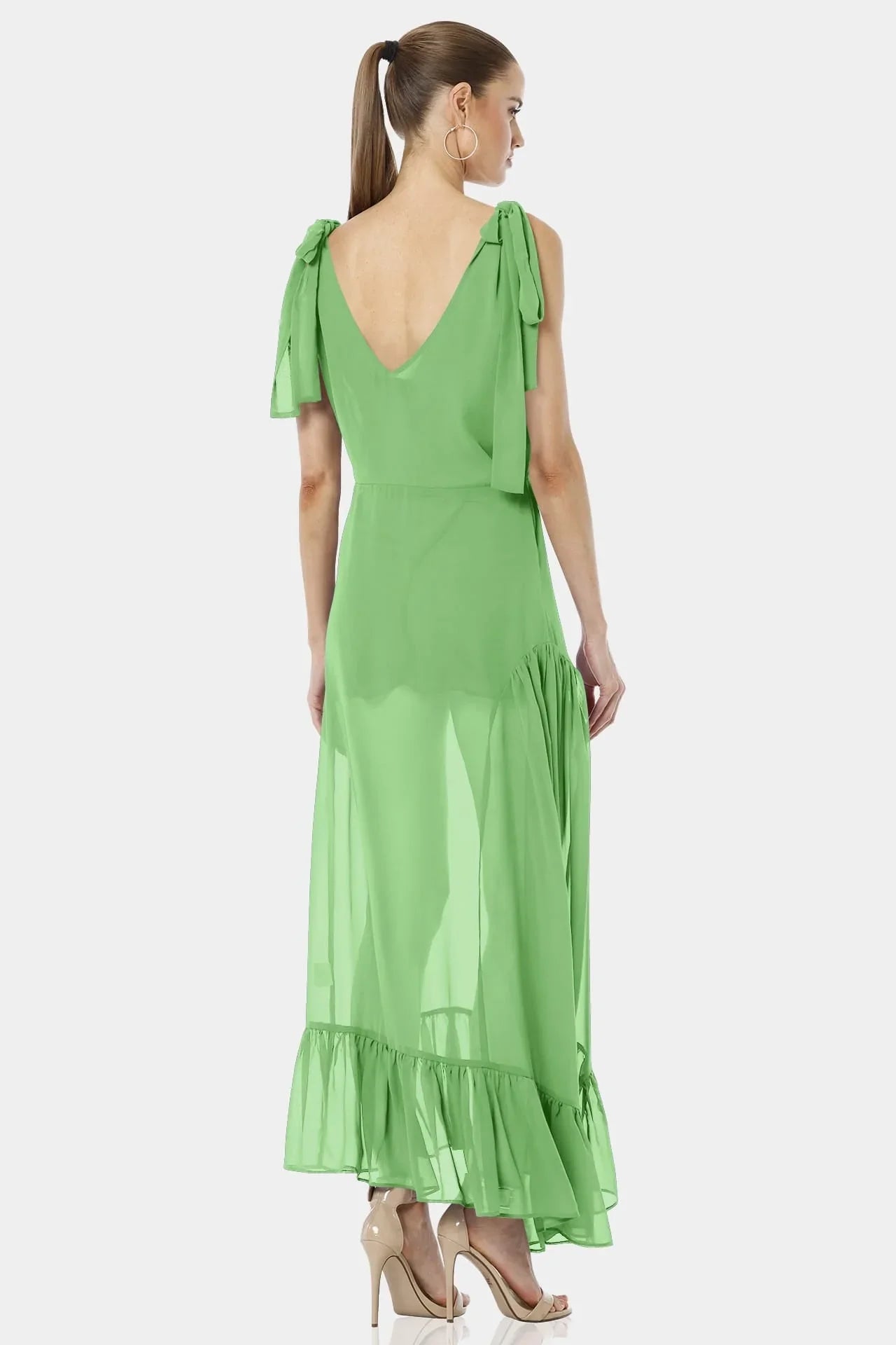 Plunged Neckline | Mint Green Maxi Dress | Sheer Maxi Dress