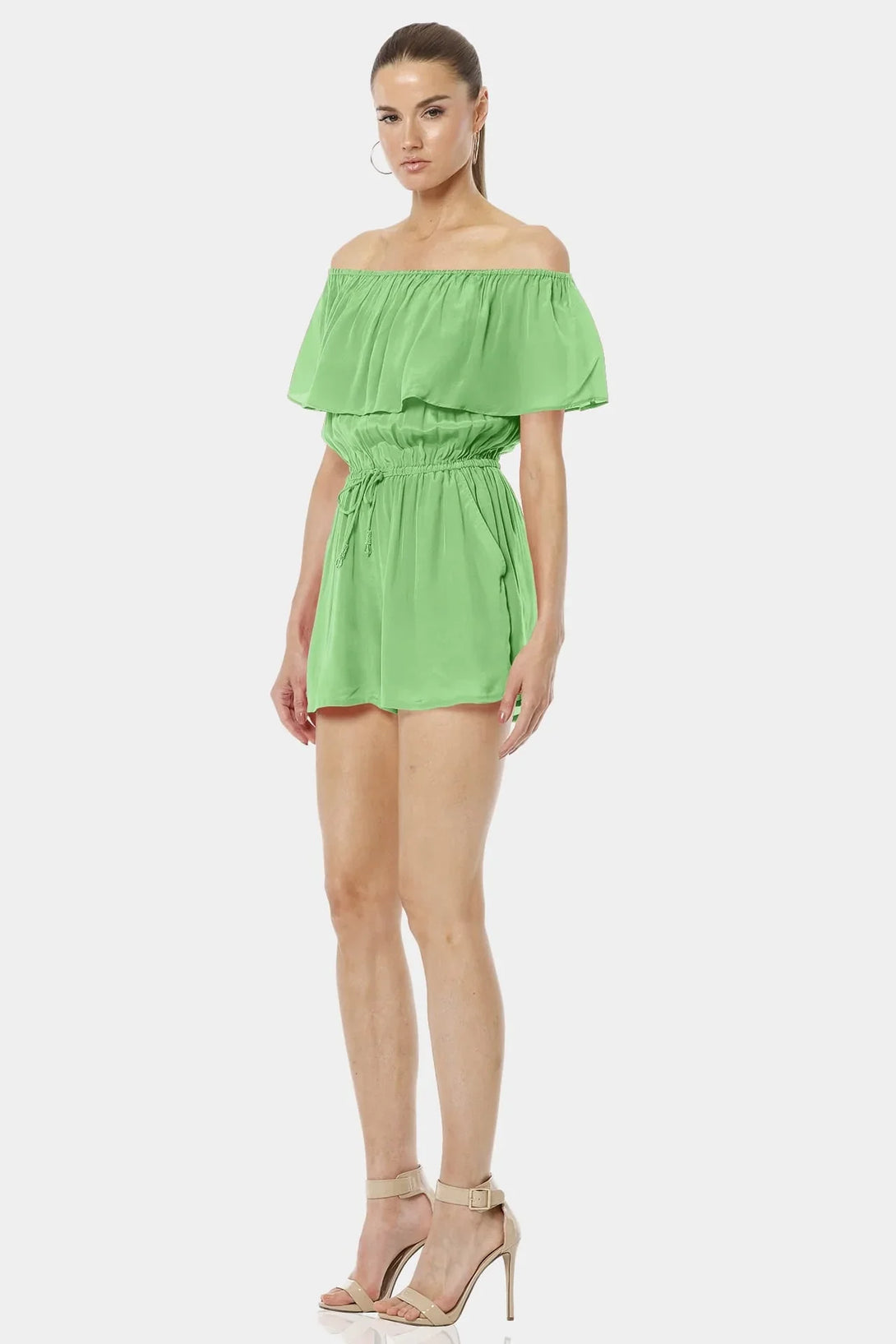 mint green tube dress Mint Green Mini Dress | Off The Shoulder Ruffle Dress