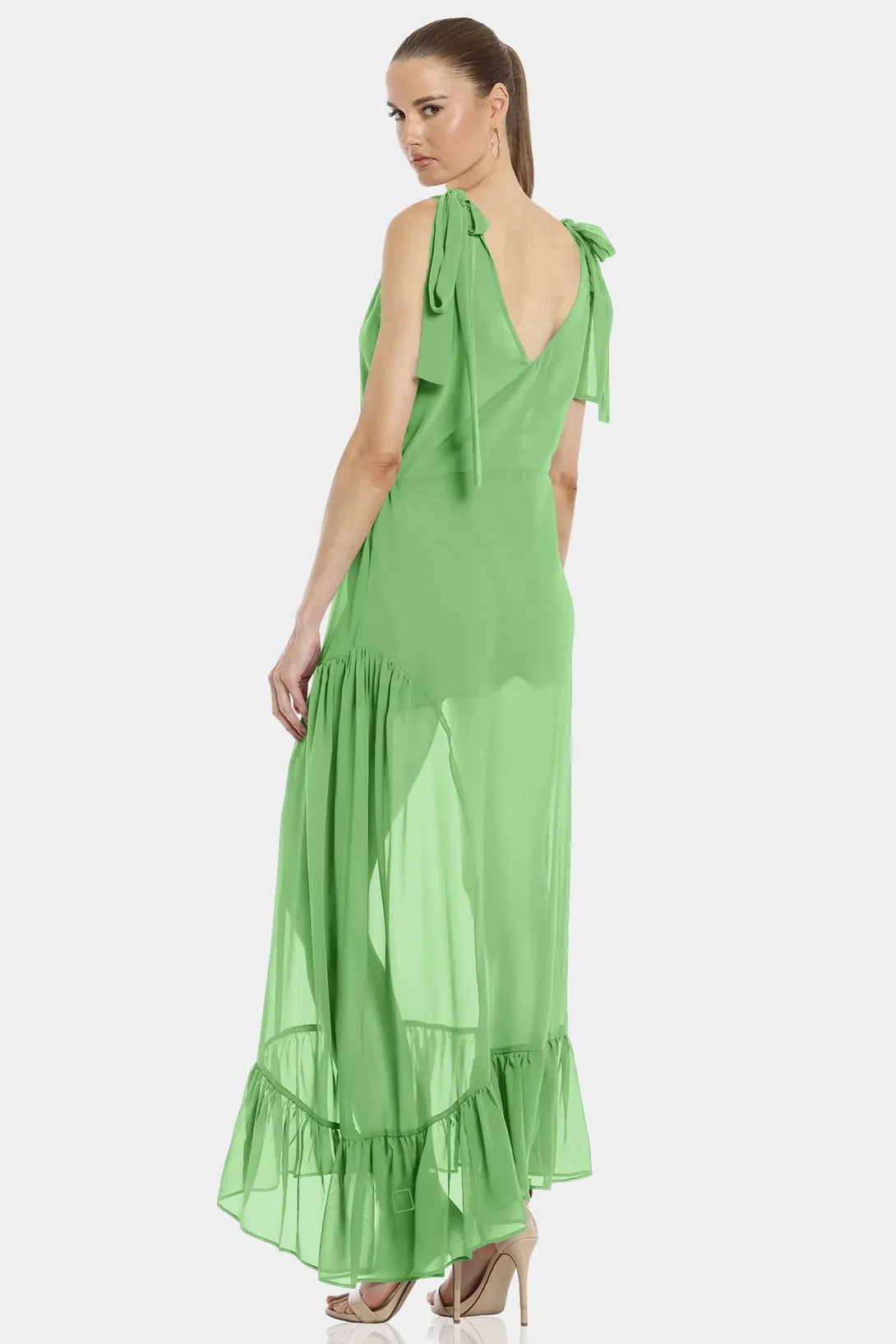 Plunged Neckline | Mint Green Maxi Dress | Sheer Maxi Dress | Qishma Large Plunged Neckline | Mint Green Maxi Dress | Sheer Maxi Dress | Qishma Large