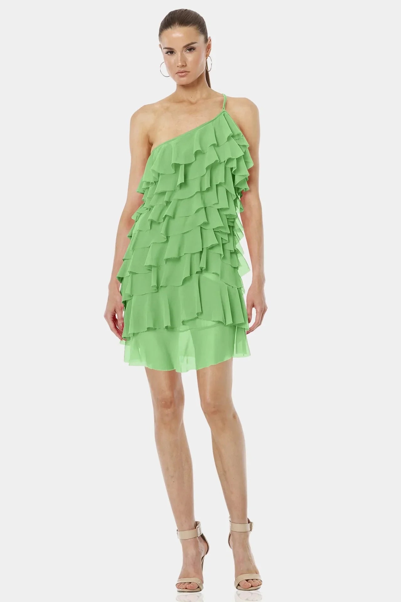 Mint Mini Dress | Light Green Ruffle Dress | One Sleeve Dress | Qishma Extra Large Mint Mini Dress | Light Green Ruffle Dress | One Sleeve Dress | Qishma Extra Large