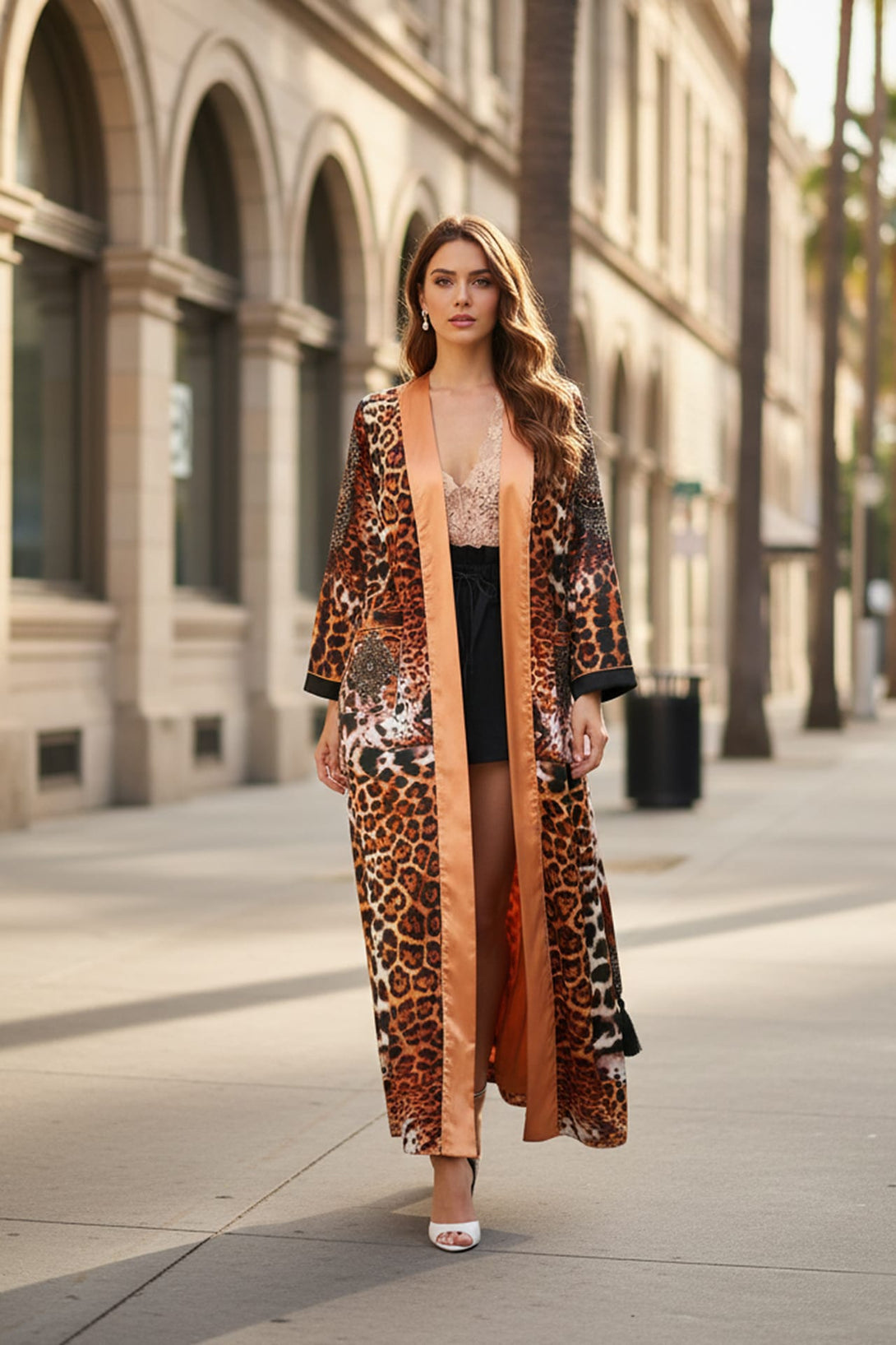 Modern animal print outfit with long jacket, Shahida,