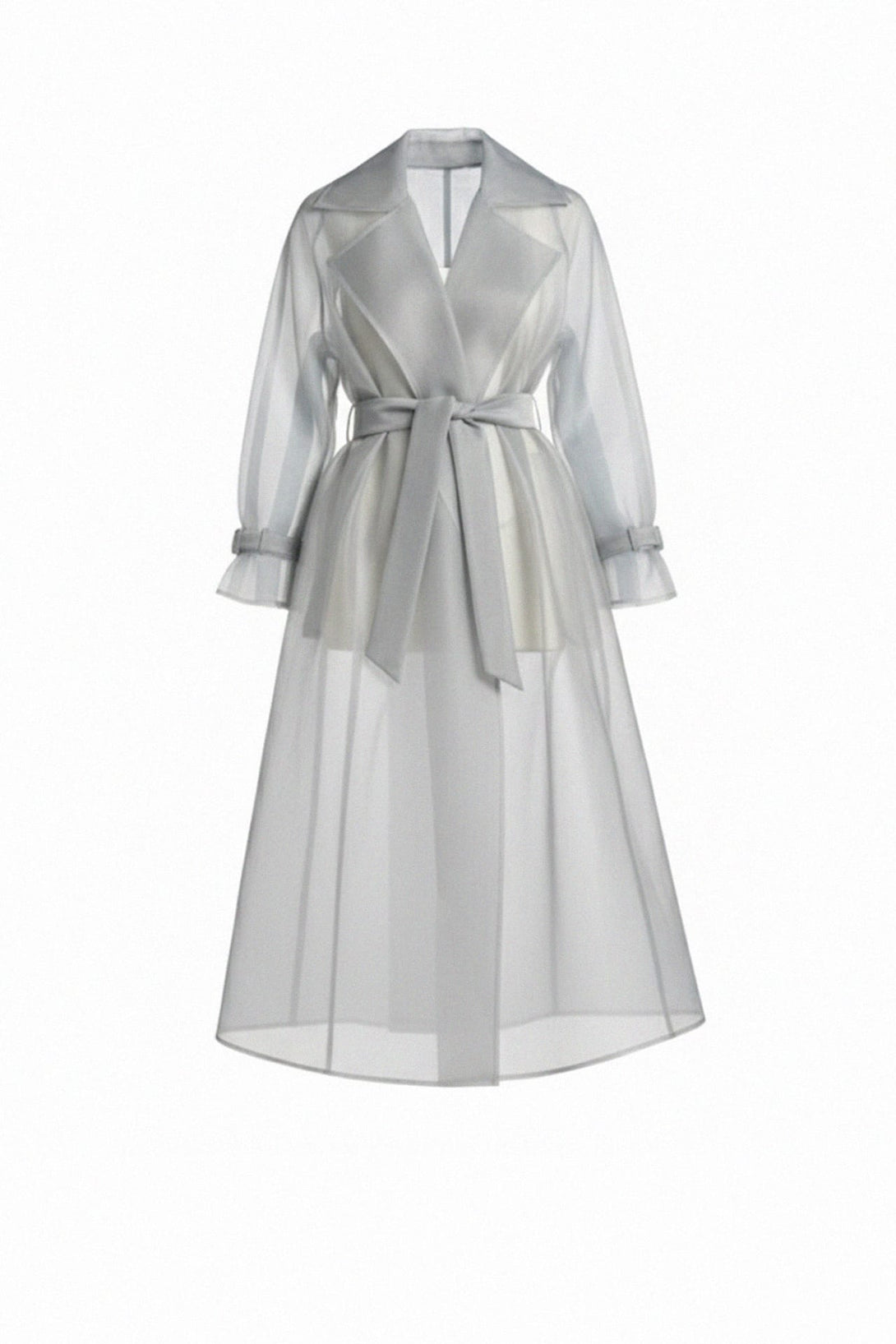 Luxury transparent organza trench coat for evening, Shahida,