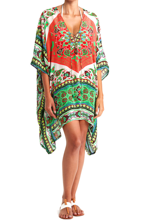 Printed Silk Kaftan Dress