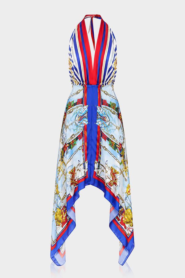 Nautical Print Long Maxi Dress Small-Medium