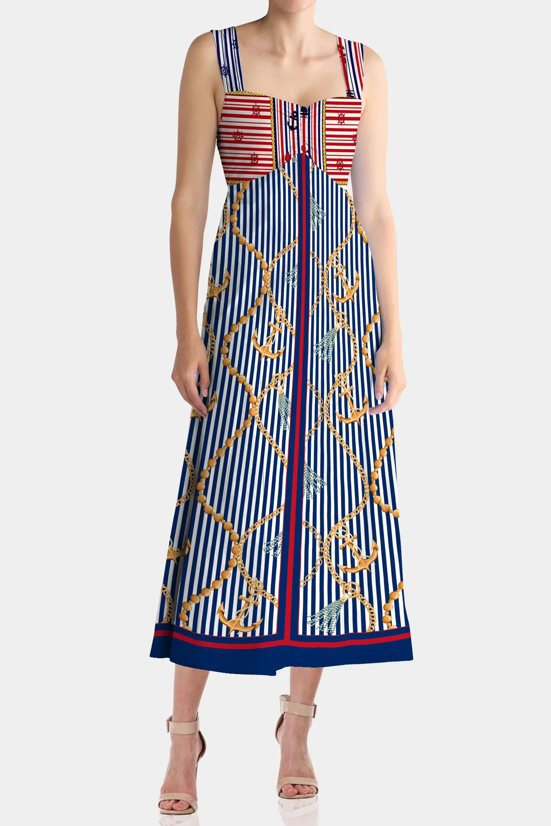 S Nautical Stripes Blue And White Dress
