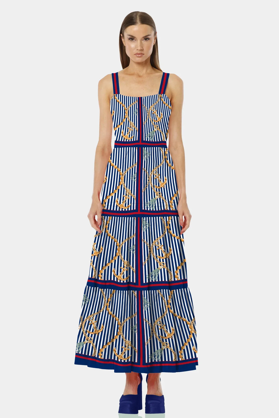 cotton occasion dresses The Felicity Light Blue Cotton Midi Dress