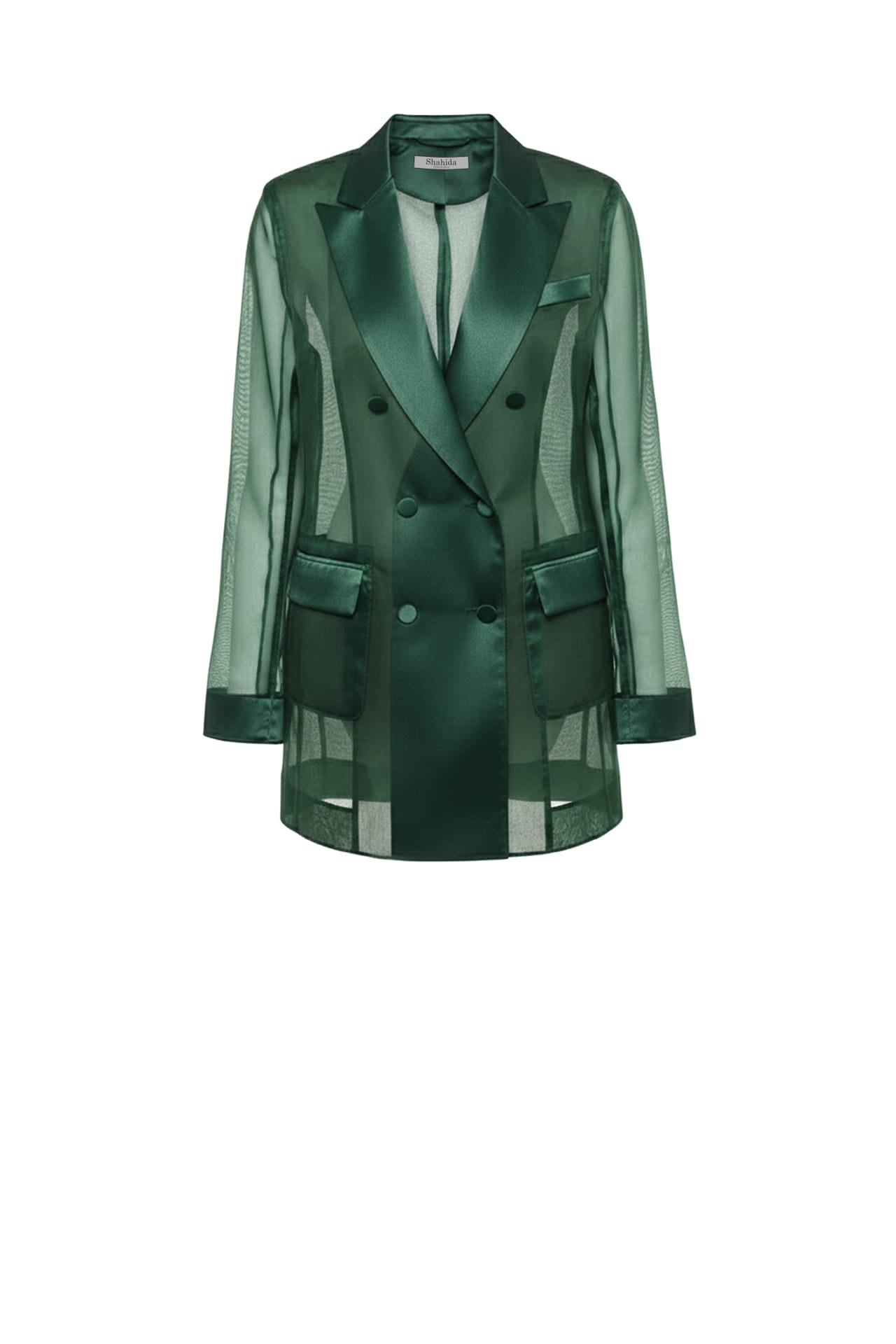 Emerald Green Sheer Silk Trench Coat | Evening Wedding Guest