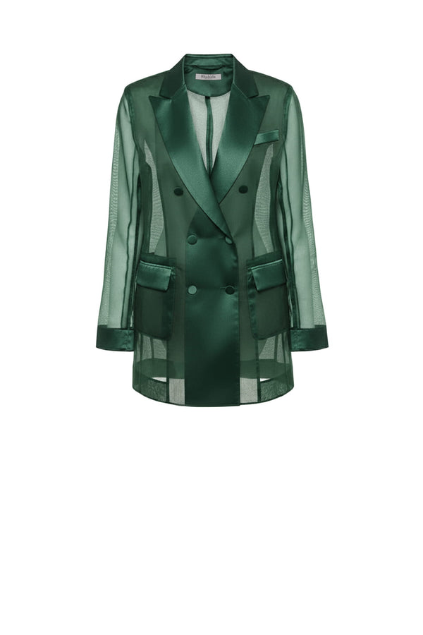 sage green button up organza sleeve blazer dress SAGE Long Sleeve Blazer Dresses