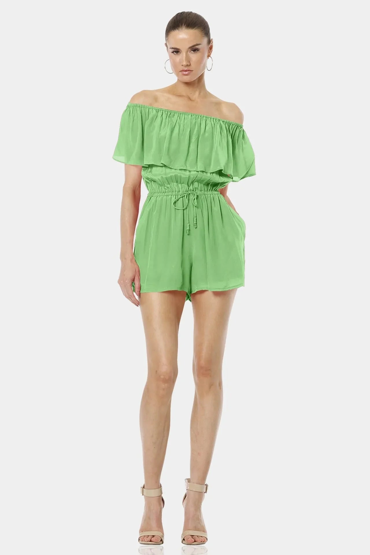 Mint Green Mini Dress | Off The Shoulder Ruffle Dress