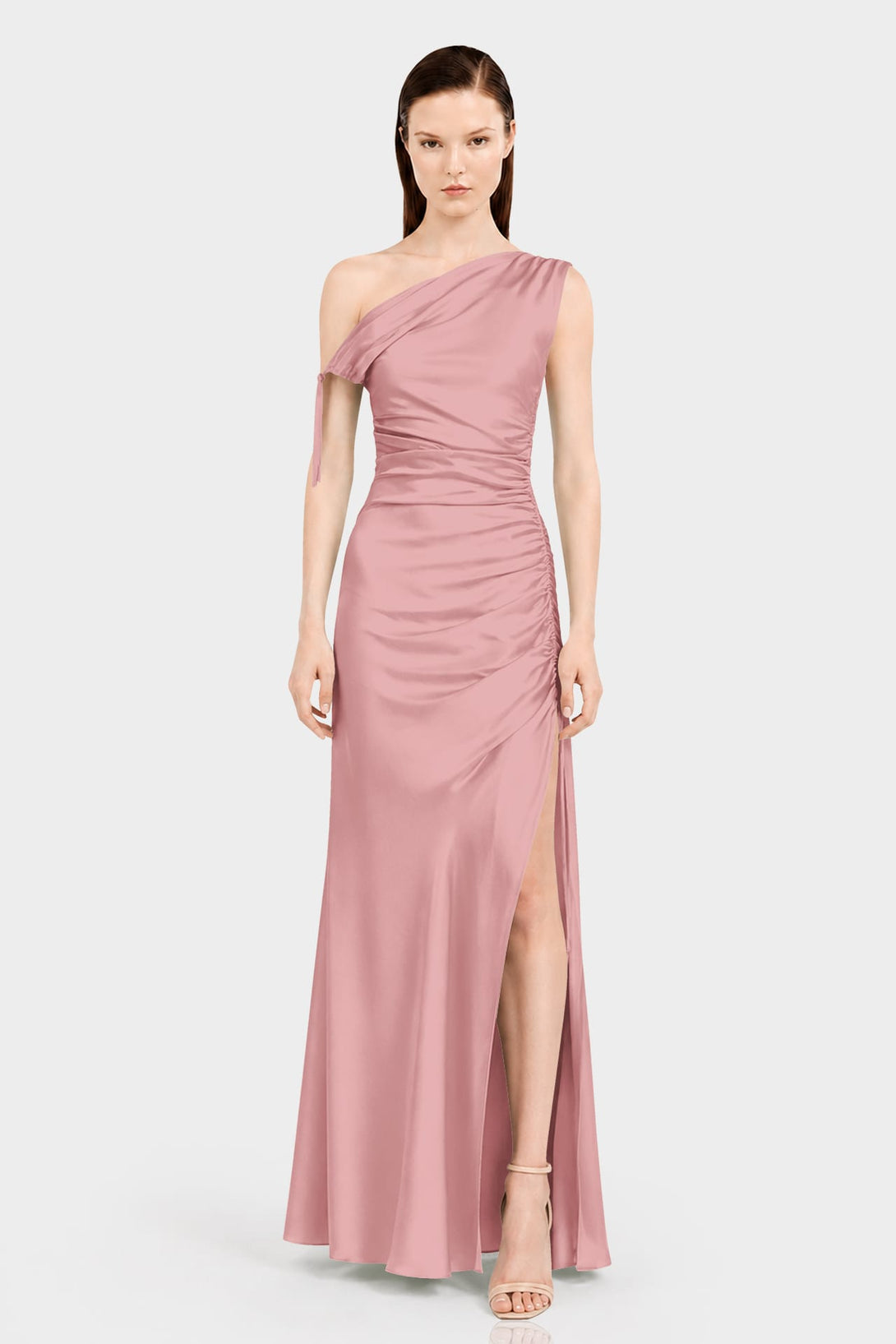Dusty Rose One Shoulder Satin Resort Maxi Dress – Shahida Parides