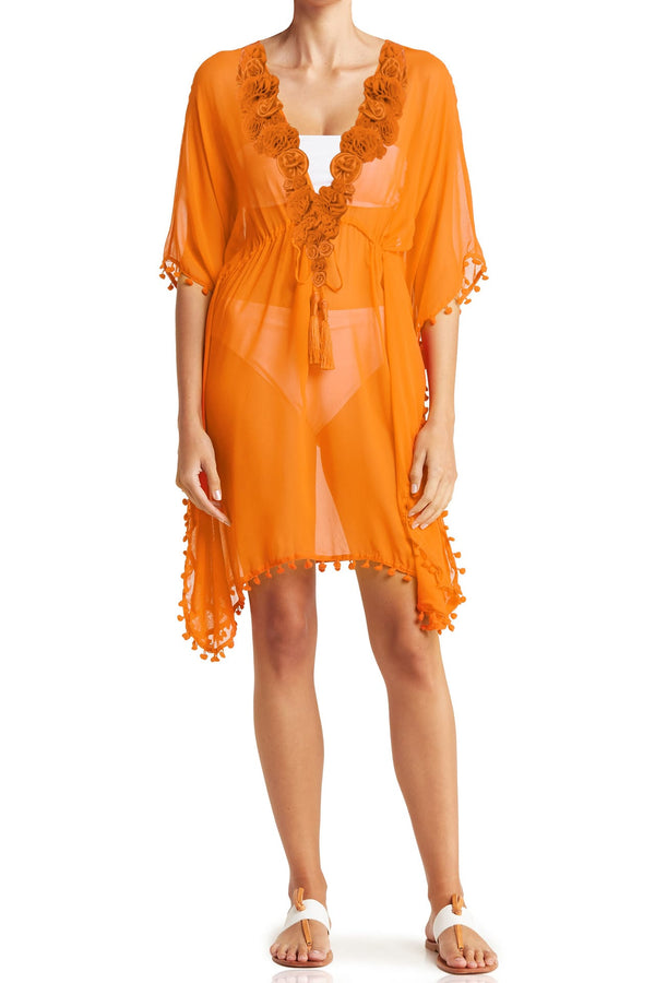 "orange swimsuit cover up" "women's bathing suit cover up" "sheer cover up" "kimono swim cover up"