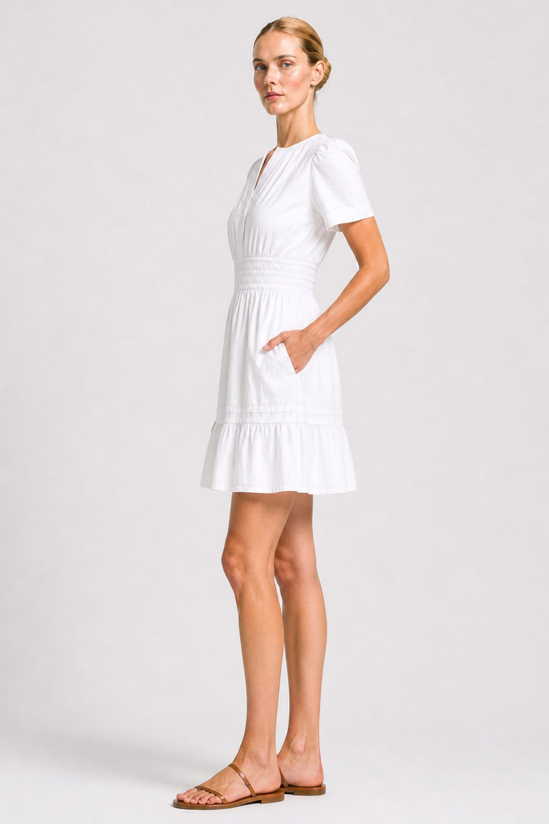 S White Organic Cotton Poplin Mini Dress – Relaxed Fit Casual Daytime Dress
