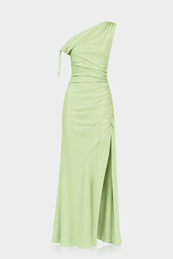 light green Satin Garden Bridesmaid Dress with Scarf – Shahida Parides
