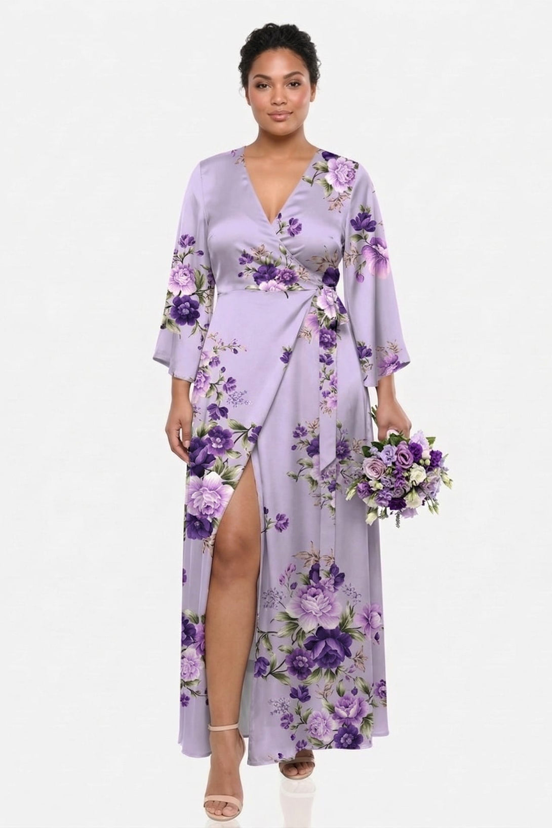 plus size floral satin dress boohoo Plus Size Women's Plus Size Floral Printed Satin Maxi Dress - Black
