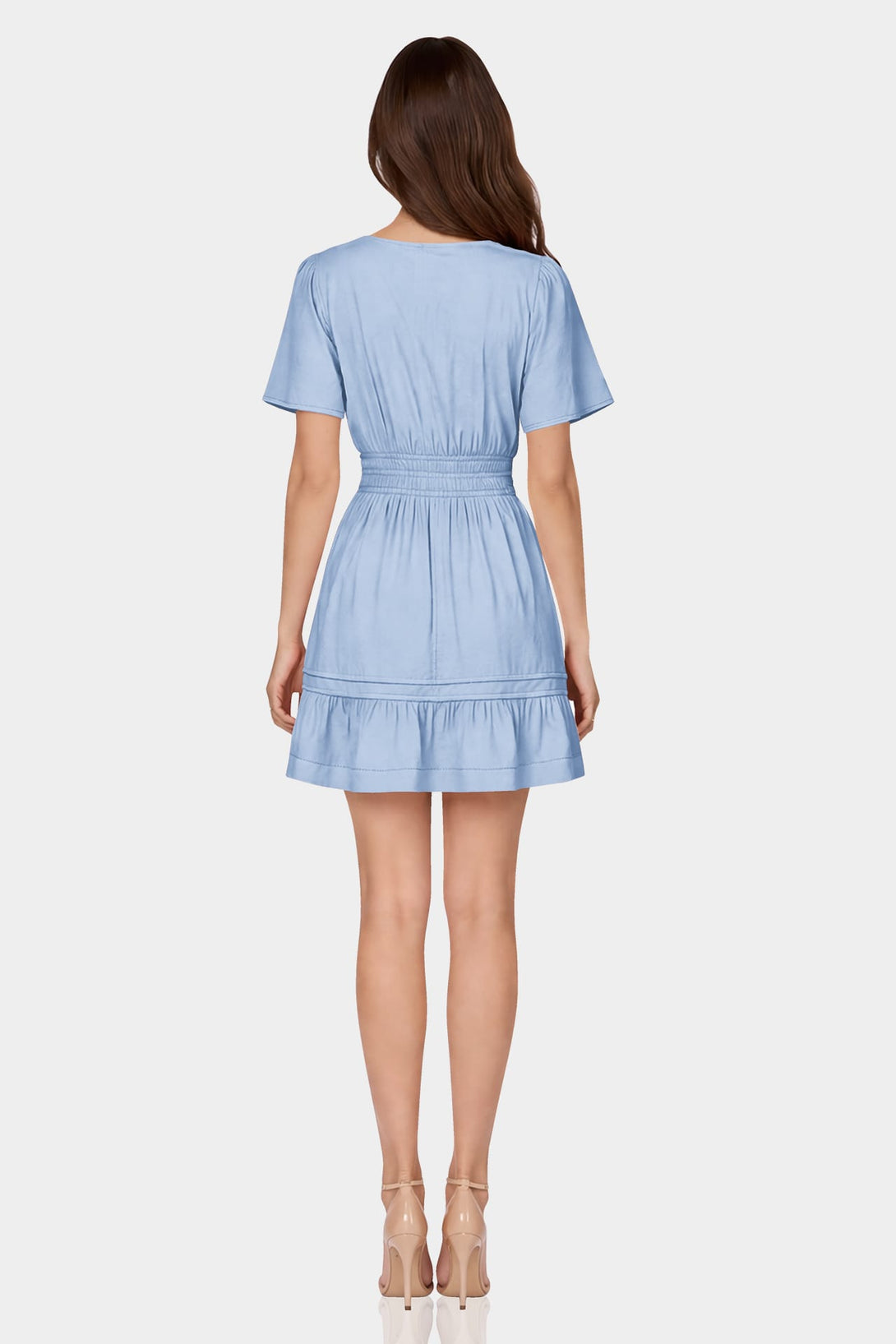 mini engagement dress S Powder Blue Flutter Sleeve Tiered for Women – Party Dress special occasions Color:Trench Coat RS-05.22.25 Black Dress Nordstrom Summer