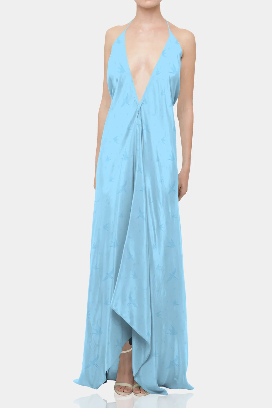 fitted lace wedding dress Affordable Powder Blue Maxi Scarf Dress