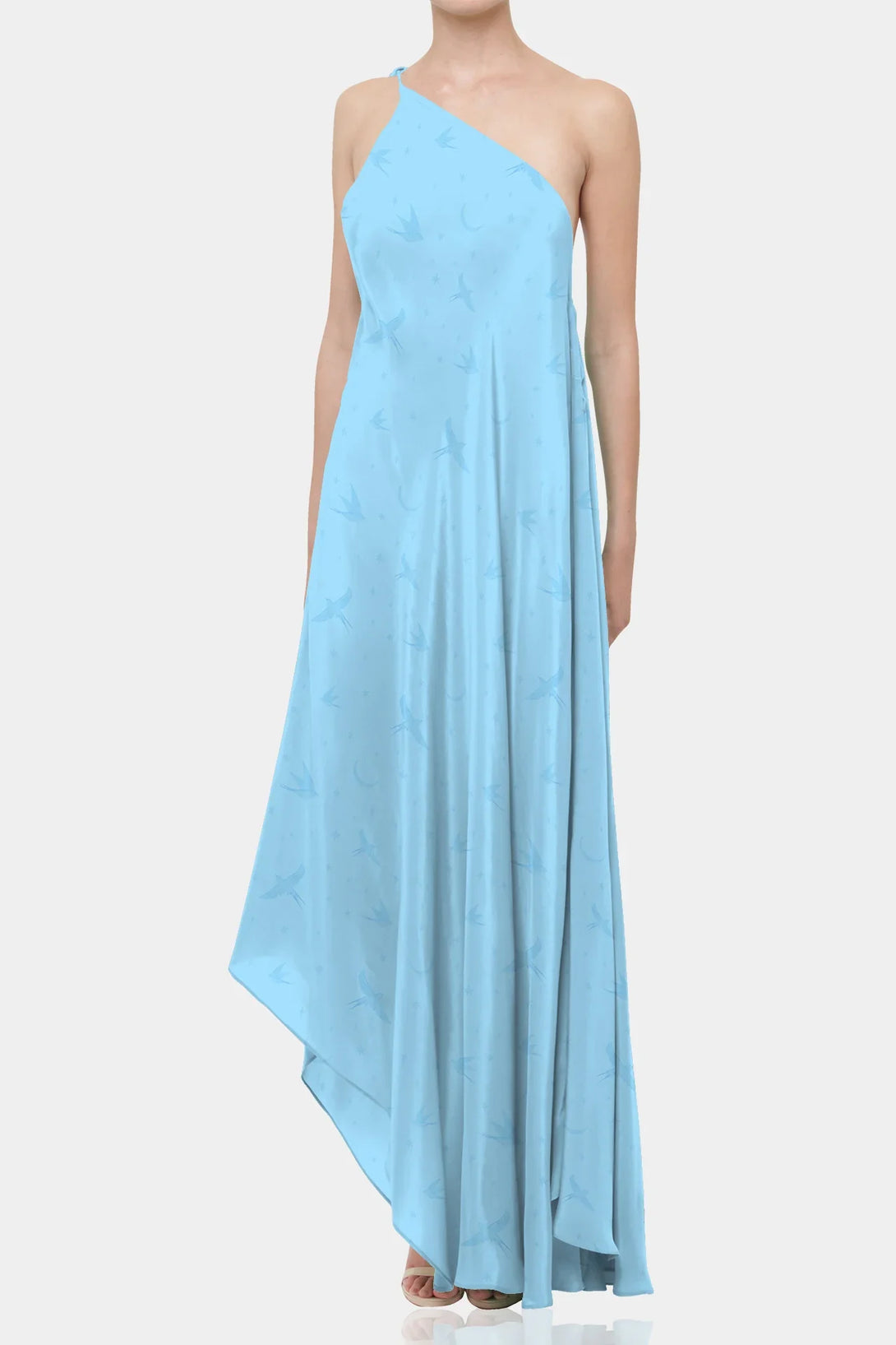 princess polly baby blue dress Asymmetric scarf-detail satin midi dress in blue - Acne Studios