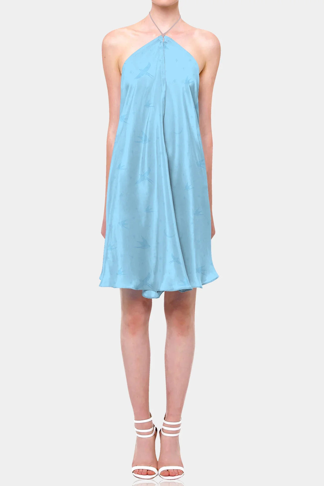 Powder Blue Silk Mini Scarf Dress