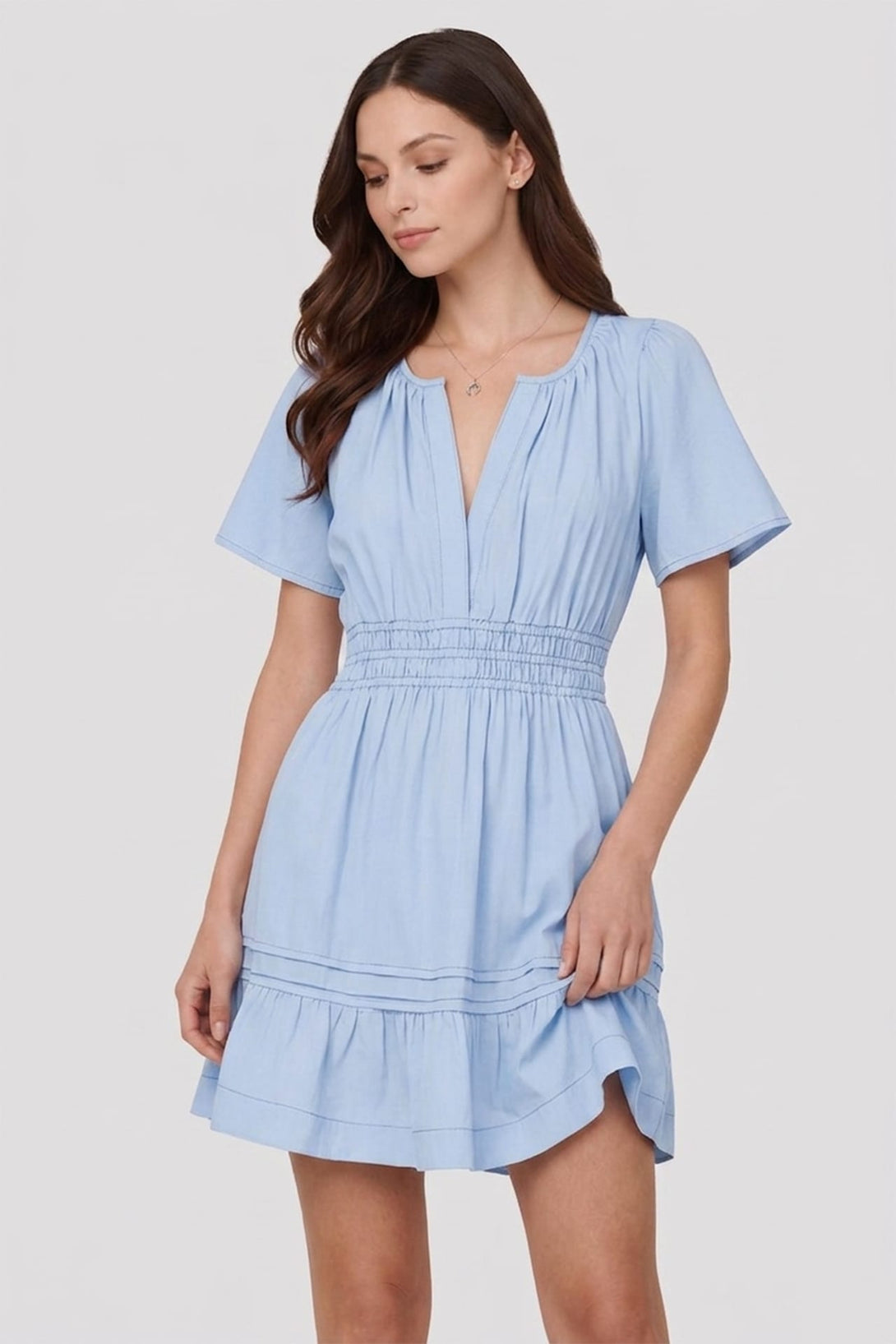 mini dress engagement party Mini Wedding Dress: Crepe Engagement Party Dress with Sleeves