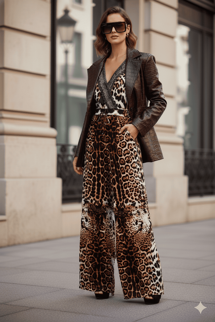 Stylish Animal Print Jumpsuit for Photoshoot, shahida parsides