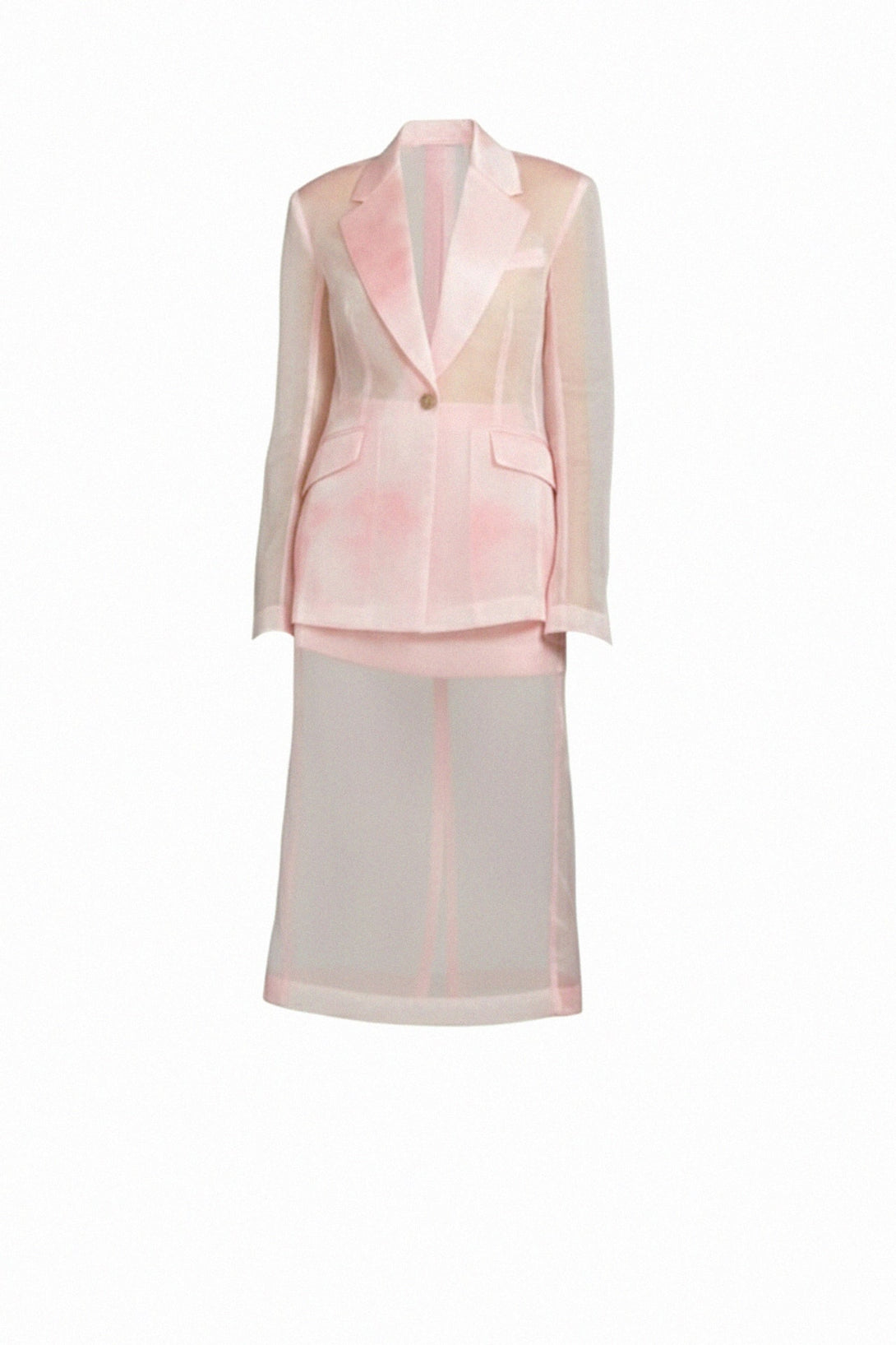 Luxury satin trimmed sheer blazer pink, shahida