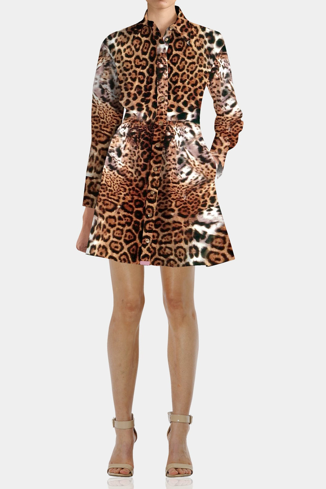 Shahida, fashion-forward animal print shirt dress,