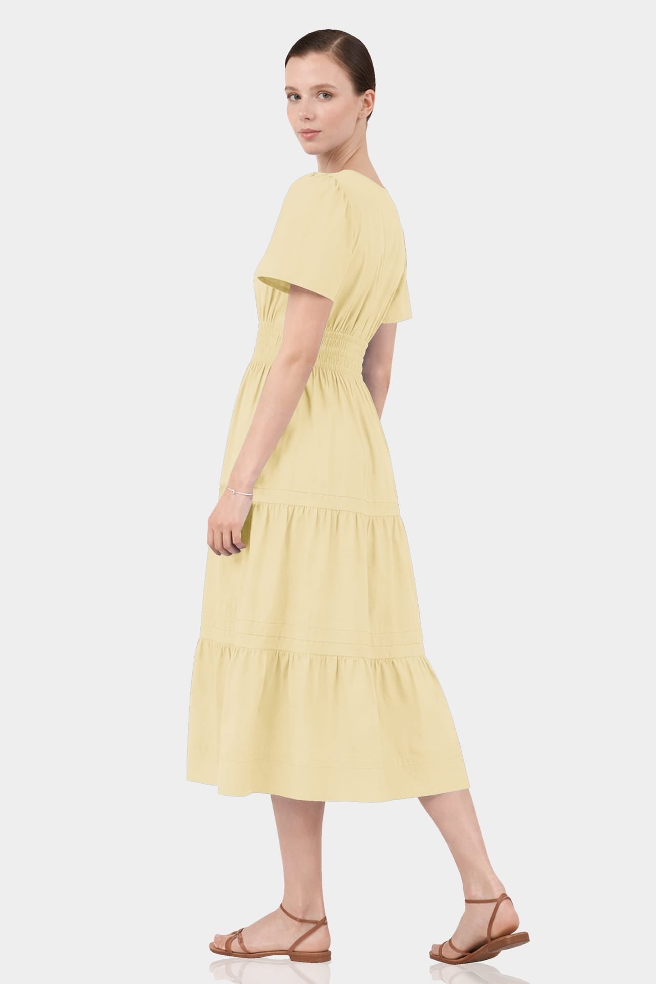 Standard / S Champagne Cotton Workwear Dress for Women – Cotton Midi Dress