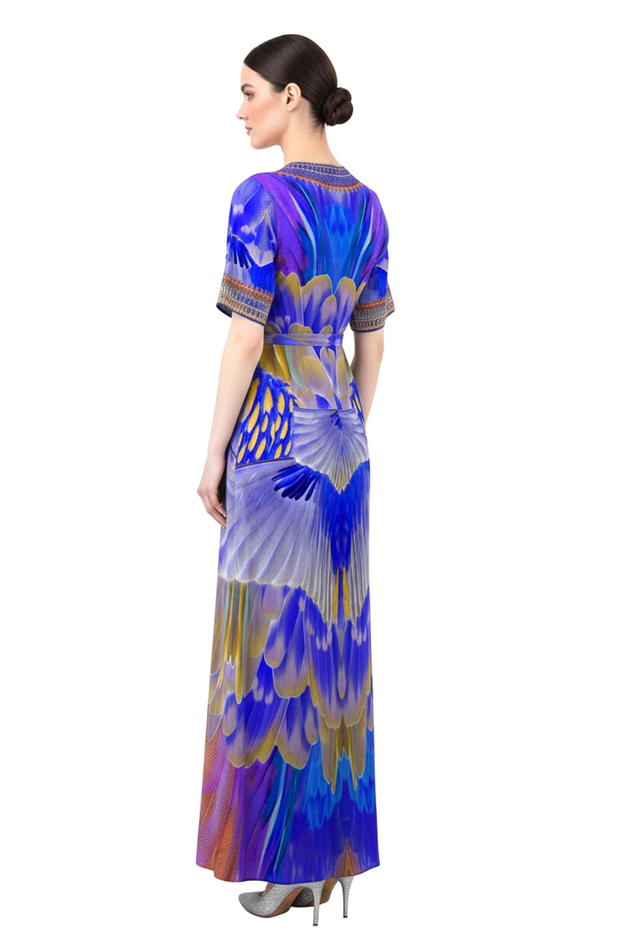 M Purple Rain Abstract Print Wrap Maxi Dress