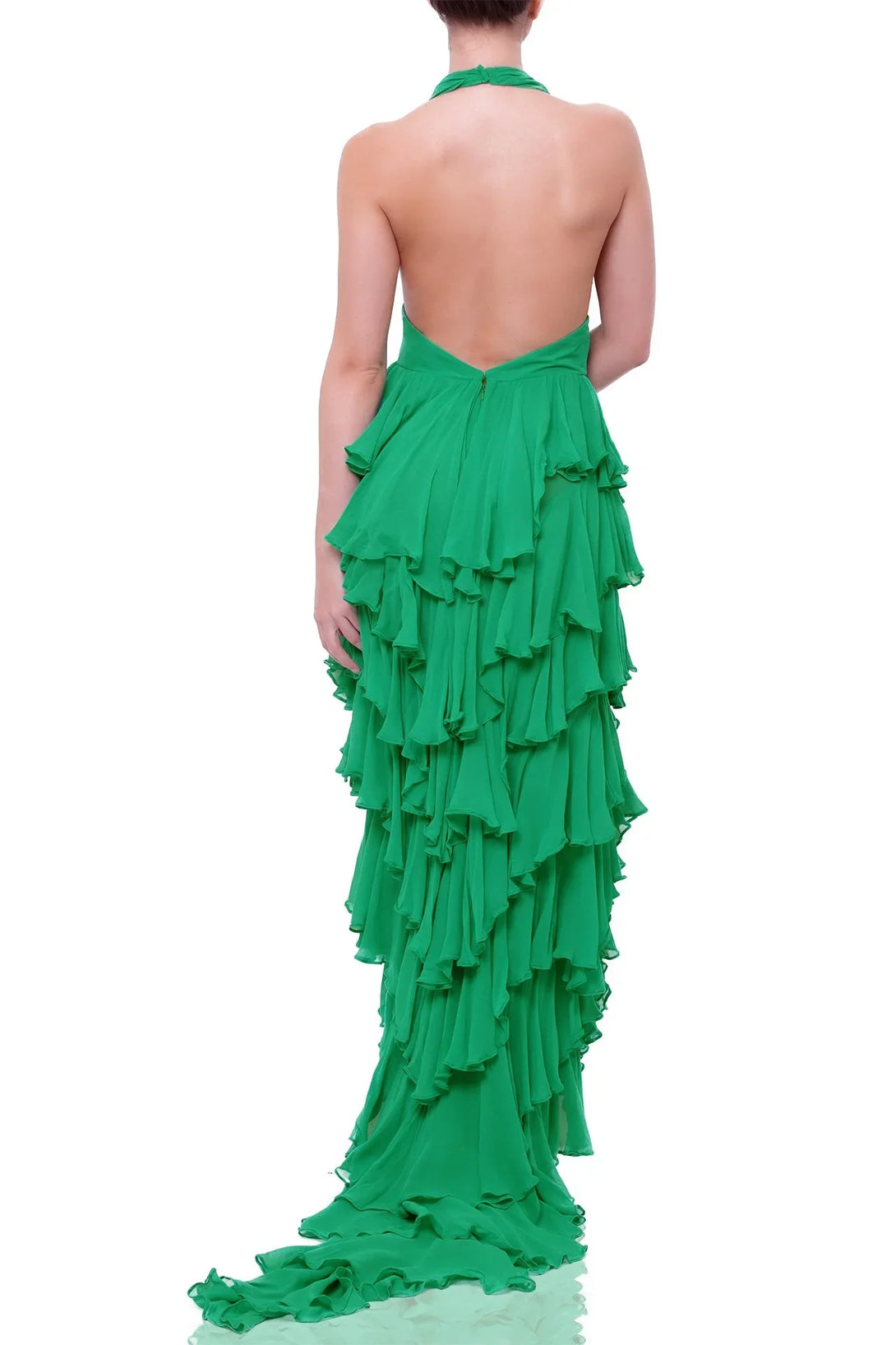 green silk halter dress Designer Green Dress For Women | Long Flowy Dresses main image 0
